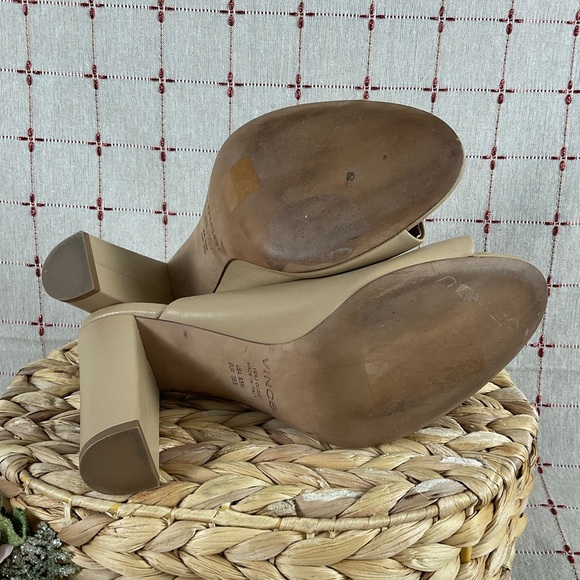Vince Vero Cuoio Soft Calfskin Leather Tan Heeled Sandals Mules Size 9.5 39.5 - Picture 6 of 9